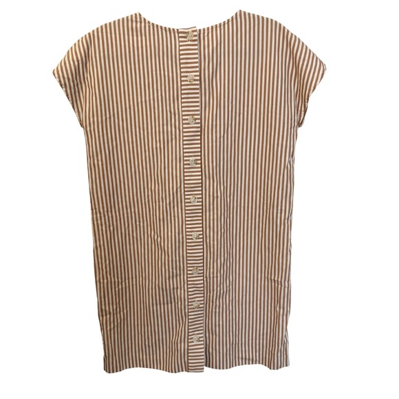 Madewell Striped V Neck Short Sleeve Button Back Casual Mid Dress Women's Size M - Picture 3 of 8
